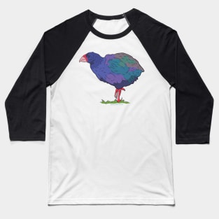 Hand Drawn New Zealand Takahe Bird Baseball T-Shirt